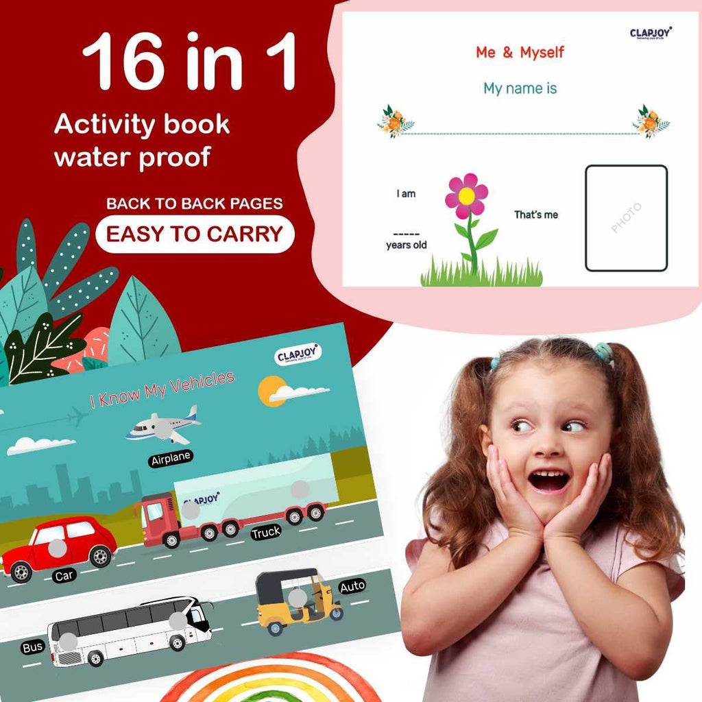 Toddler Learning Book Level 1, Preschool book, 16 in 1 activity book for kids age 2 years+