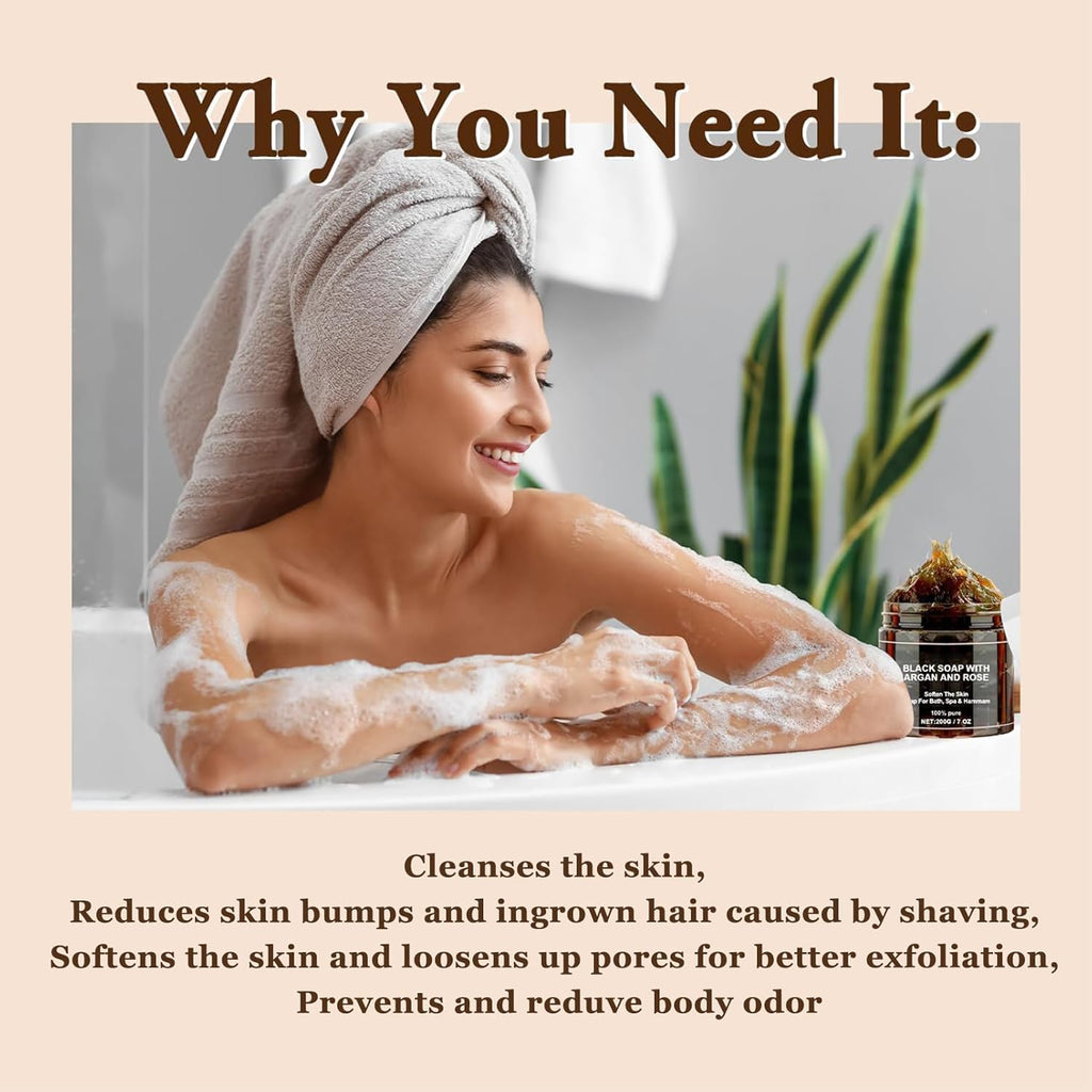 Moroccan Beldi Soap 200grams + Exfoliating Bath Glove