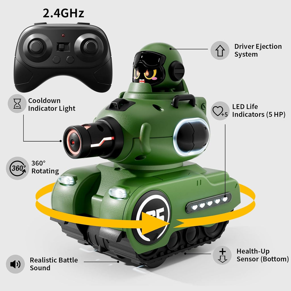 Cute Cartoon Remote Control Battle Tanks with Laser Tag | Dual RC Army Battle Set