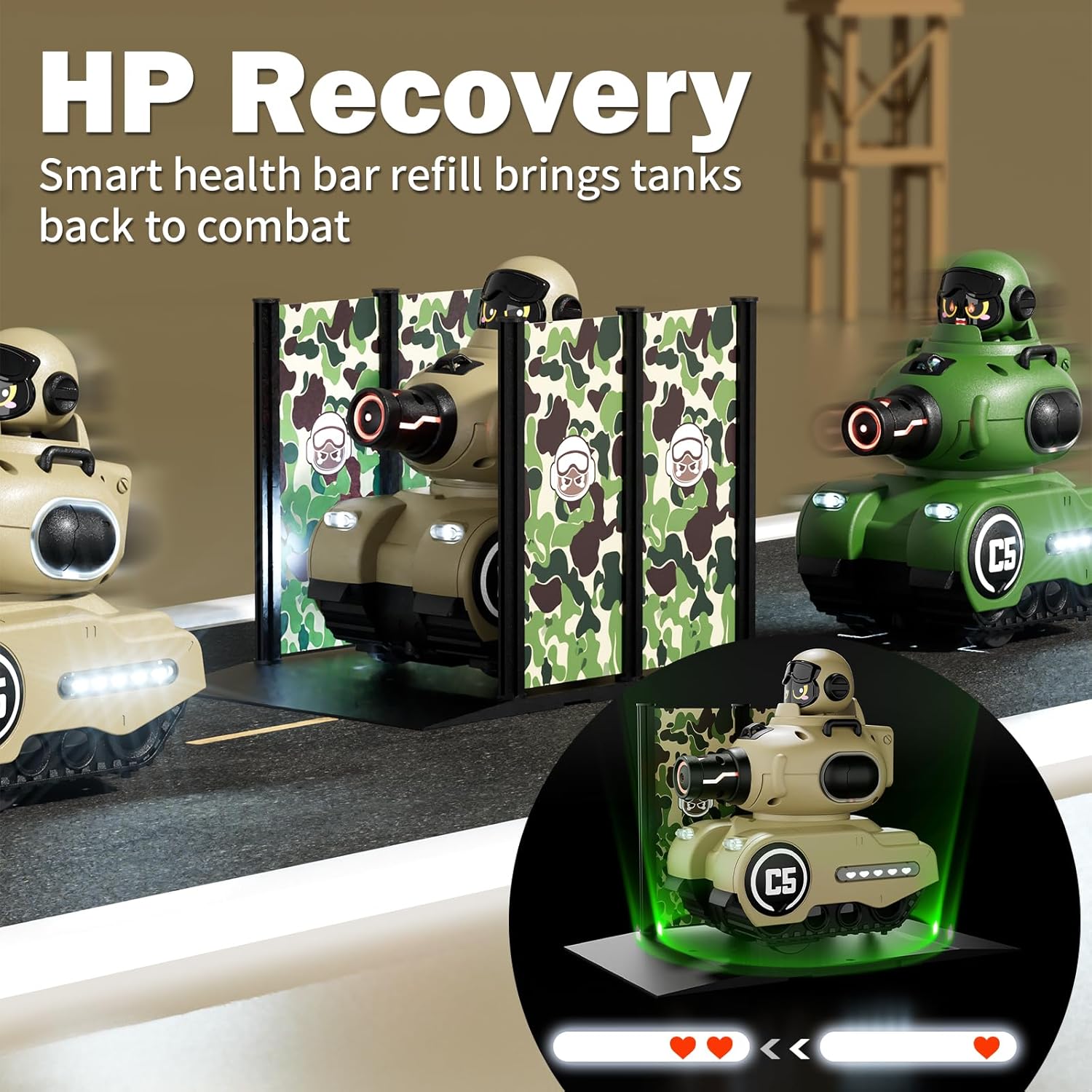 Cute Cartoon Remote Control Battle Tanks with Laser Tag | Dual RC Army Battle Set