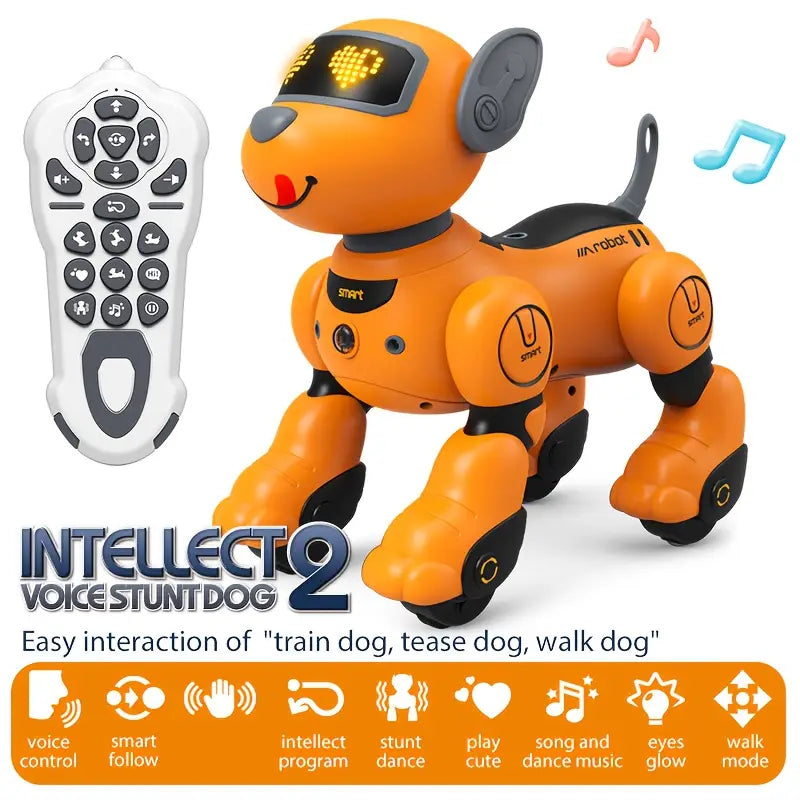 Interactive RC Smart Dog - 2.4GHz Voice-Controlled, Music, Dance & Follow Modes, USB Rechargeable, Perfect Gift for Family & Friends