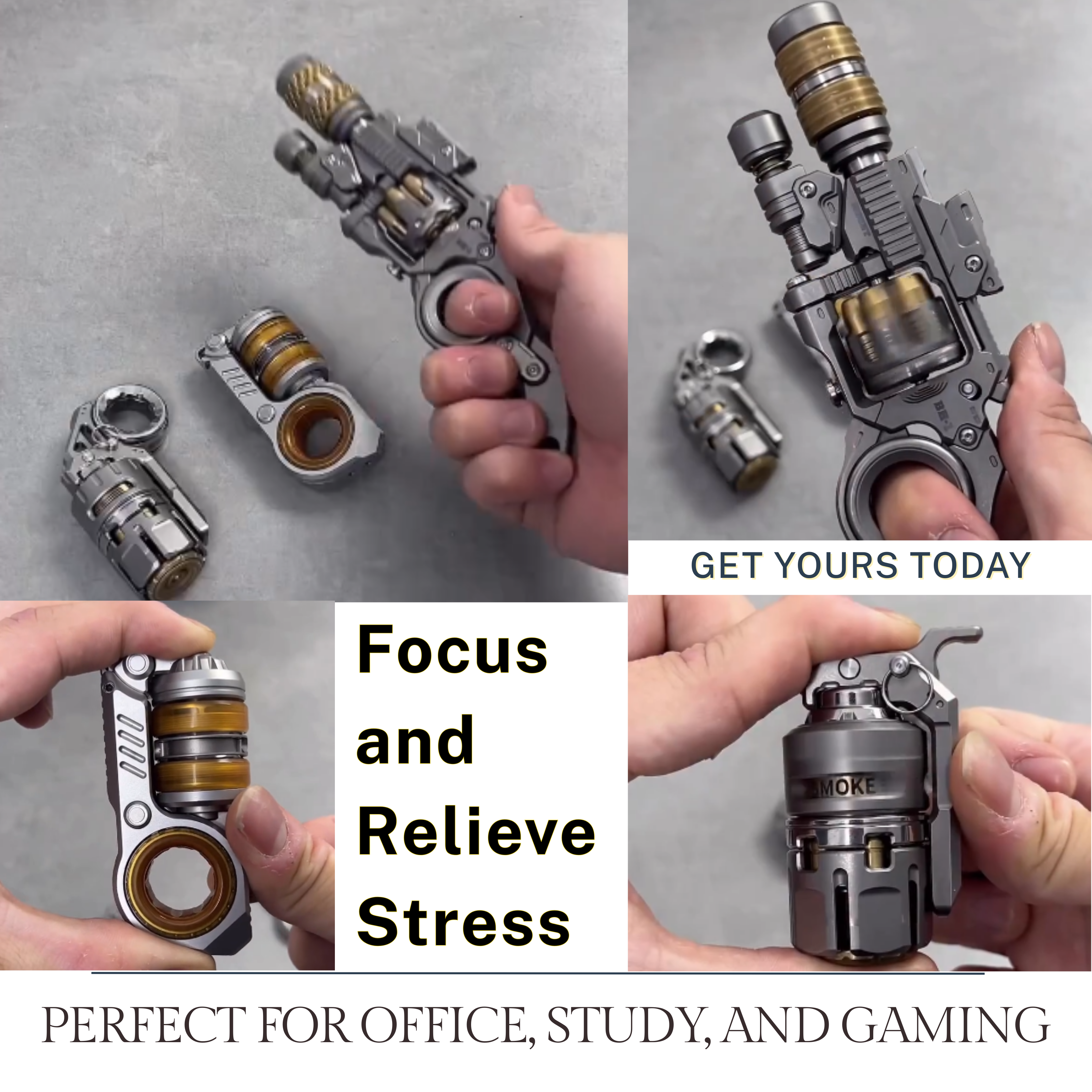 Steampunk Metal Trigger Fidget Spinner 3 Set