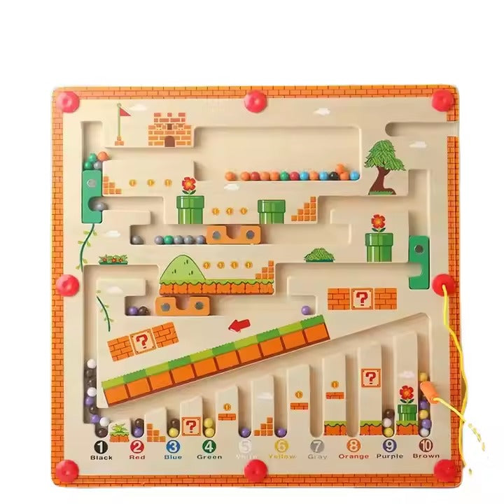 Wooden Magnetic Maze Board Educational Marble Puzzle Game
