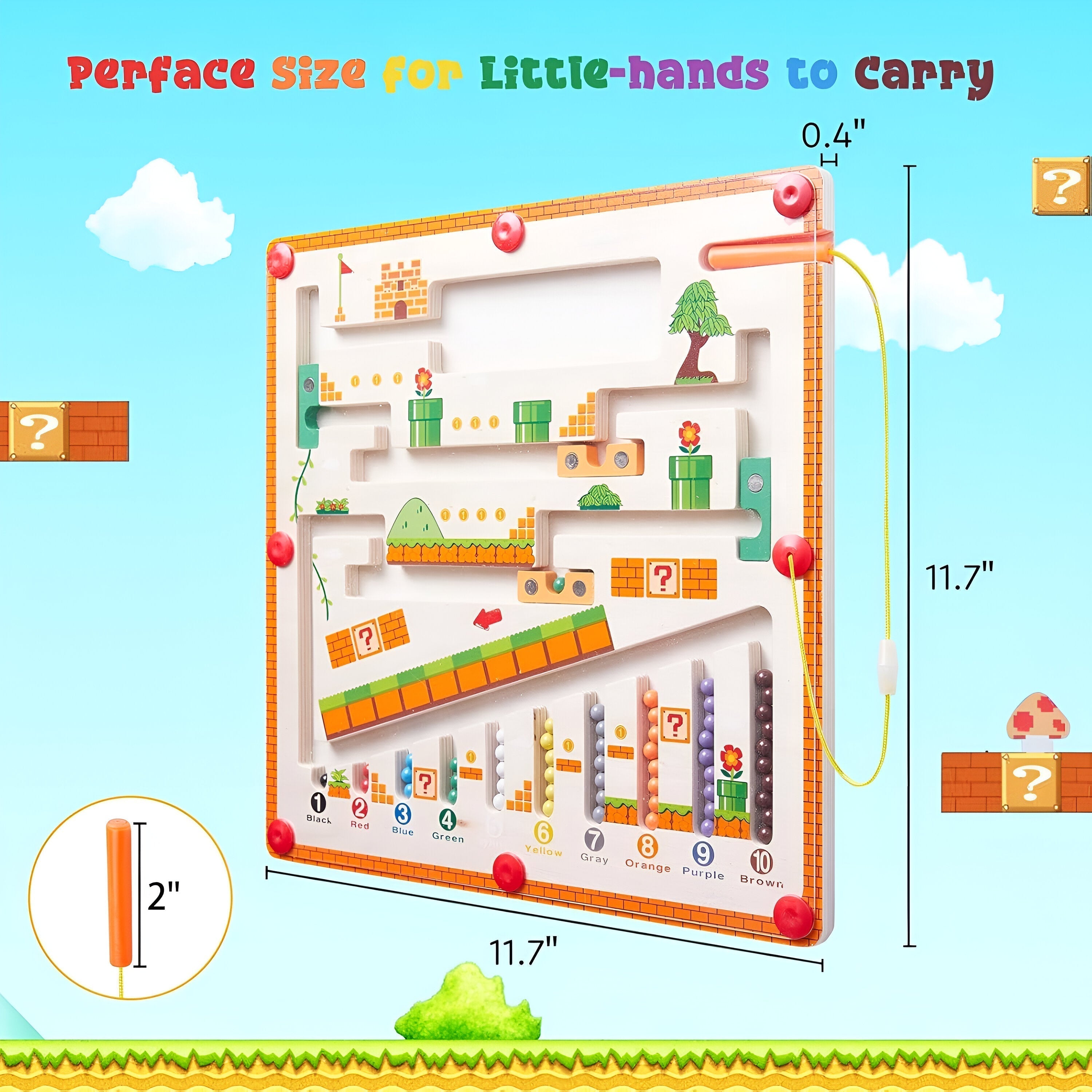 Wooden Magnetic Maze Board Educational Marble Puzzle Game