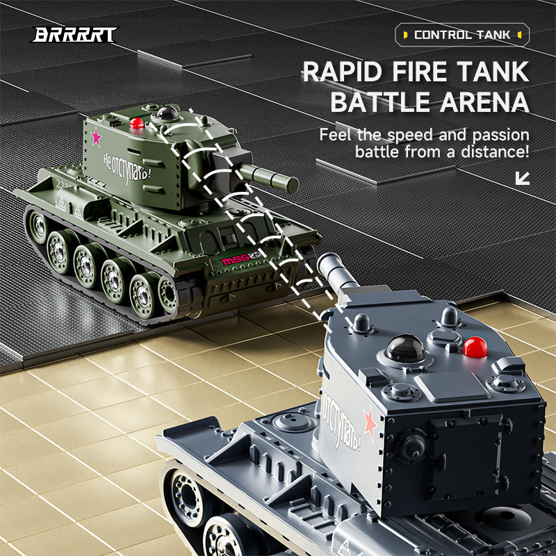 2-Mini RC Battle Tank with Infrared Combat & Rotating Turret
