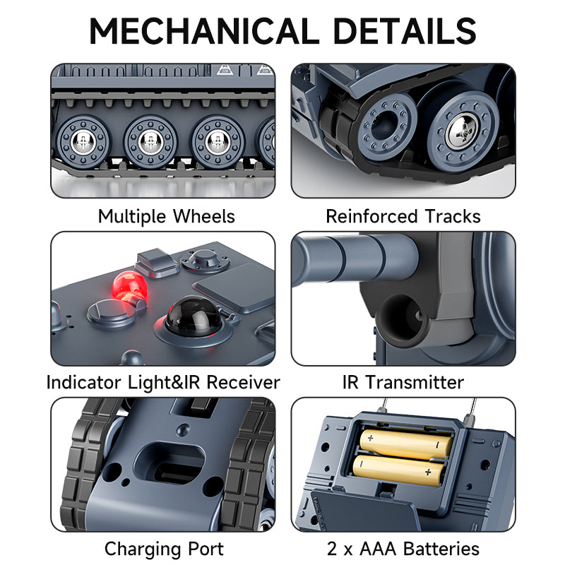 2-Mini RC Battle Tank with Infrared Combat & Rotating Turret
