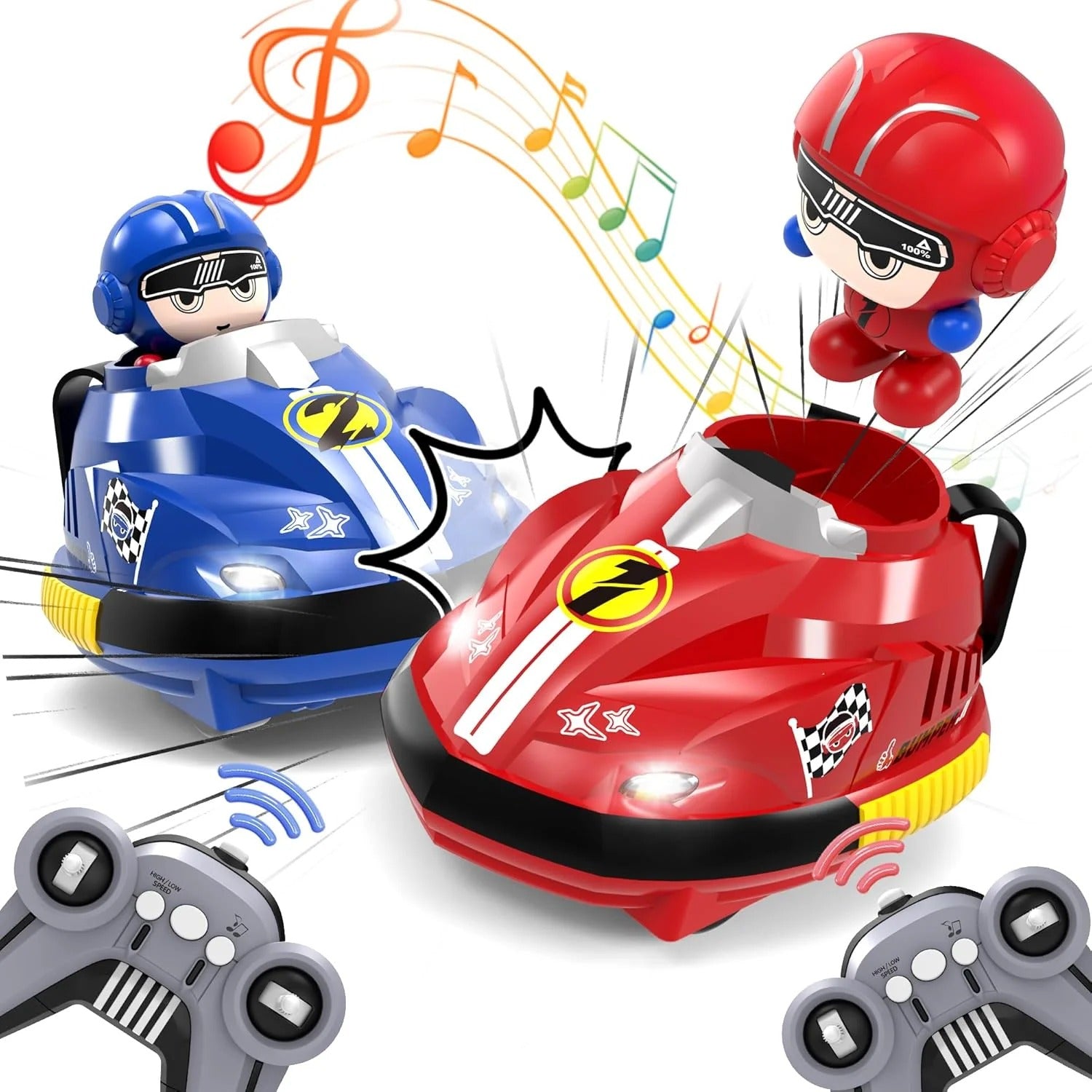 2-Player Remote Control Bumper Cars with Ejecting Drivers
