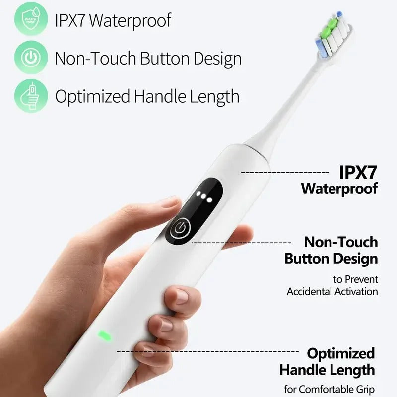 Electric Toothbrush, 60° Oscillation and Vibration Sonic Electric Toothbrush, Wave Electric Toothbrush with 3 Brush Heads