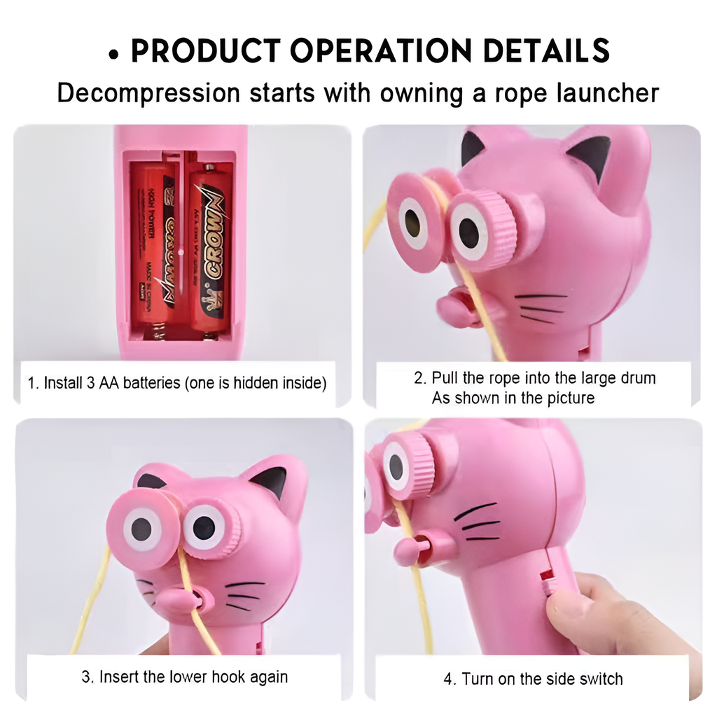 Rope launcher fun decompression toy