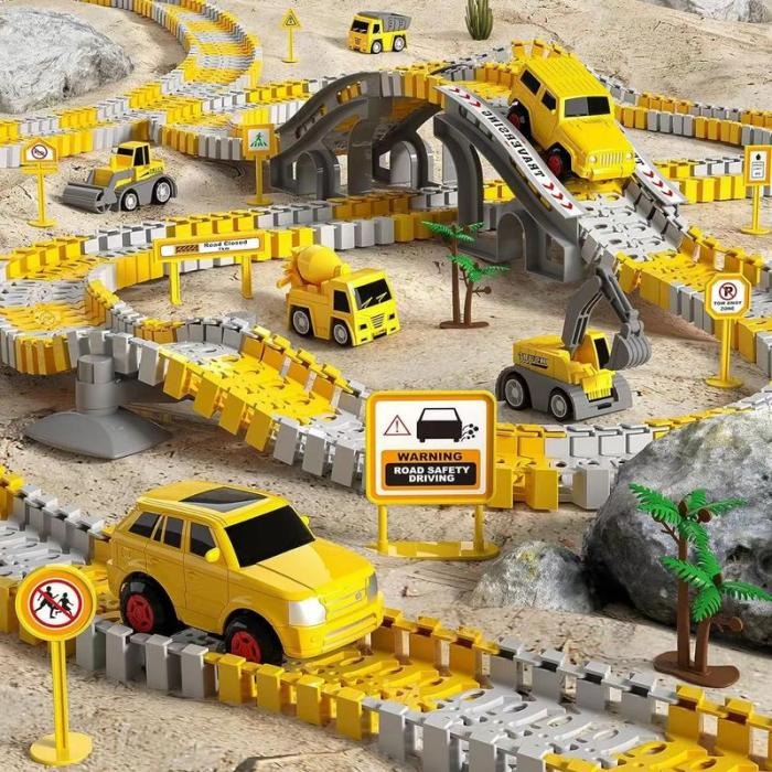 Construction Track Playset with Cars